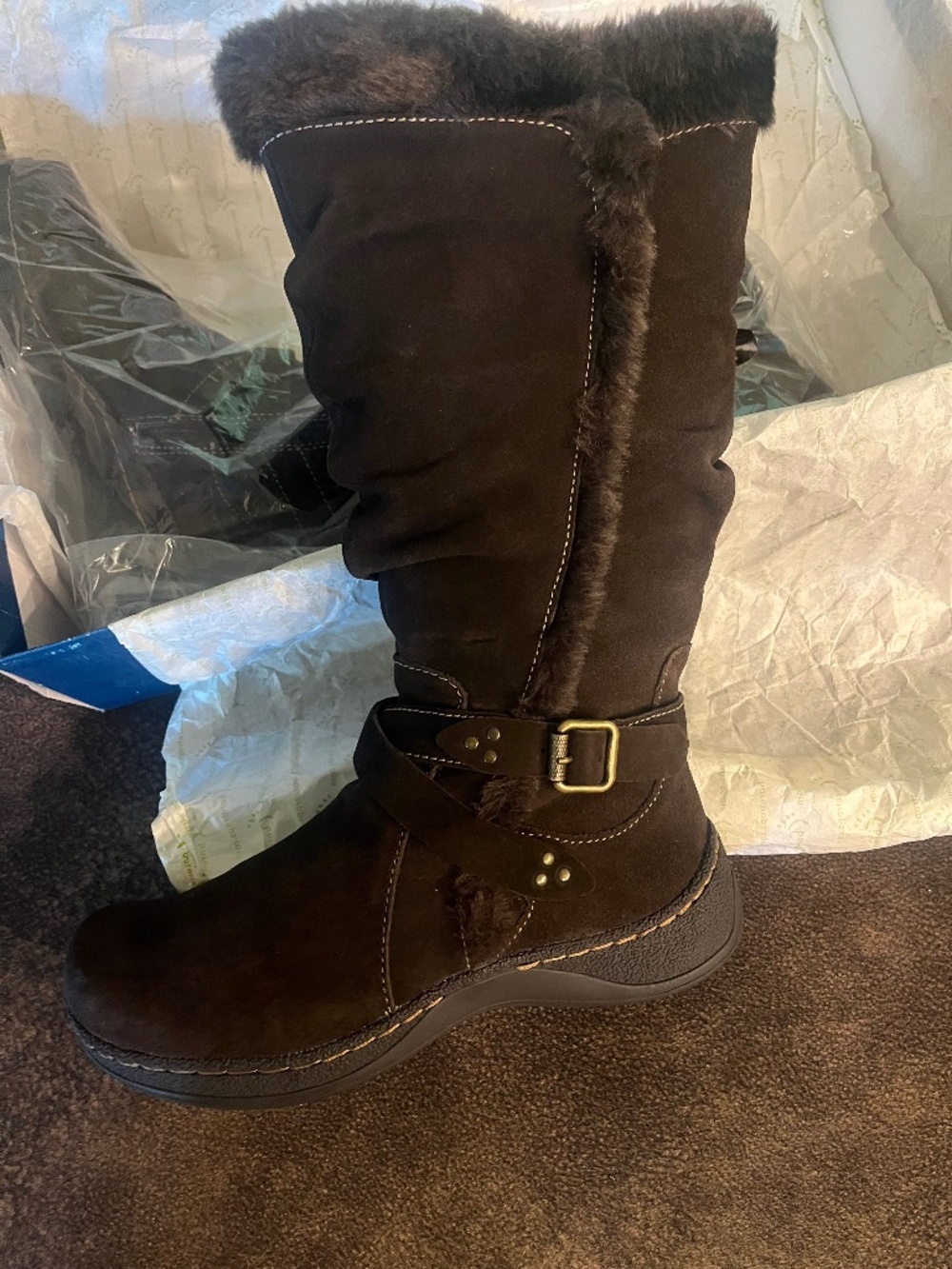 BareTraps Suede Boots/Faux Fur